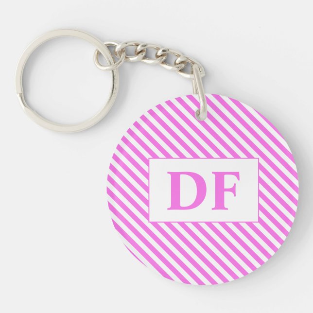 Anpassningsbar Första nyckelkedjan för Rosa/vitt R (Framsidan)