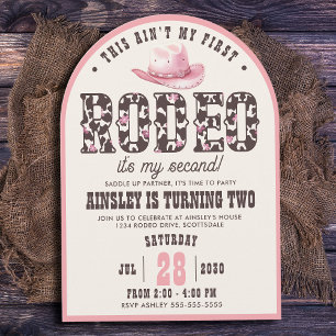 Anpassningsbar Första Rodeo Arched Girls 2:a födel Inbjudningar