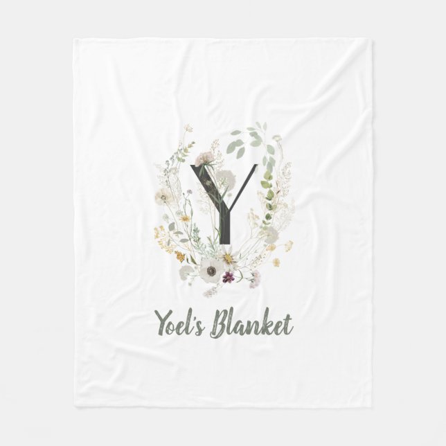 Anpassningsbar Första Y med mjuk färg-blomma Fleecefilt (Framsidan)