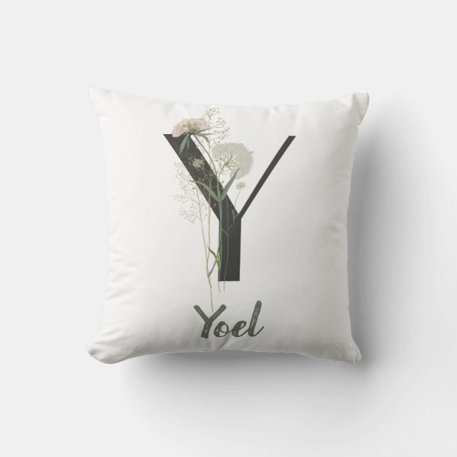 Anpassningsbar Första Y med mjuk färg-blomma Kudde (Framsida)