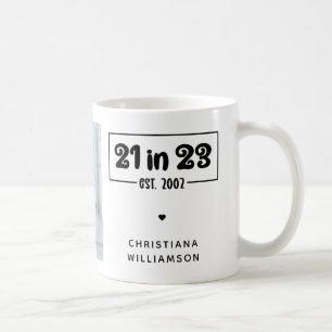 Anpassningsbar Foto 21:a födelsedagspressen Gift 2 Kaffemugg