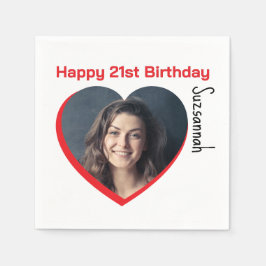 Anpassningsbar Foto 21:a Grattis på födelsedagen P Pappersservett