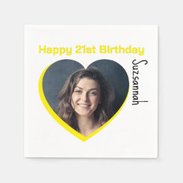 Anpassningsbar Foto 21:a Grattis på födelsedagen P Pappersservett