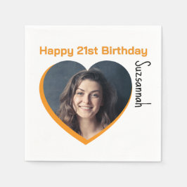 Anpassningsbar Foto 21:a Grattis på födelsedagen P Pappersservett