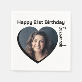 Anpassningsbar Foto 21:a Grattis på födelsedagen P Pappersservett