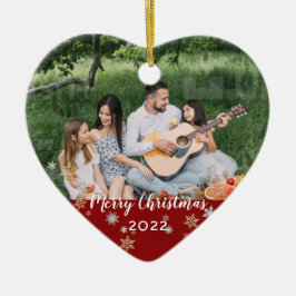 Anpassningsbar Foto 2-sidig röd halv Gräns jul Julgransprydnad Keramik