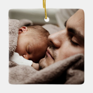 Anpassningsbar Foto BÄSTA PAPPA ALDRIG Julgransprydnad Keramik
