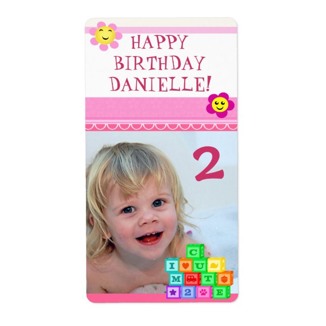 Anpassningsbar Foto Birthday Girl Gift-etikett Fraktsedel (Framsidan)
