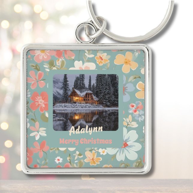 Anpassningsbar Foto Birthday-julgåvor till dotter Fyrkantig Silverfärgad Nyckelring (Custom Photo Birthday Christmas Gifts for Daughter)