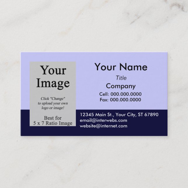 Anpassningsbar Foto Blue Navy Business Card-mall Visitkort (Framsida)