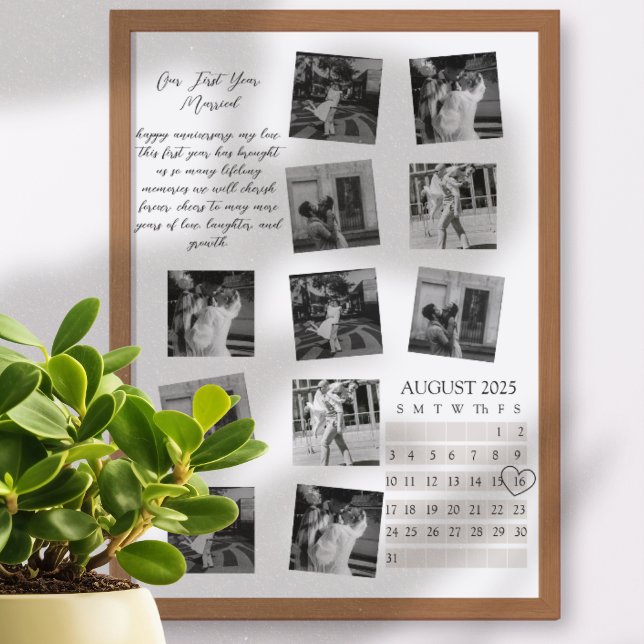 Anpassningsbar Foto Collage Art Skriv ut på flera  (Celebrate a year of love with this personalized photo art print!)