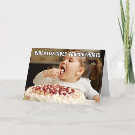 Anpassningsbar Foto Eat Cake Meme Funny Birthday C Kort