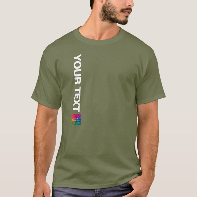 Anpassningsbar Foto eller Logotyp Trötthet Grönt M T Shirt (Framsida)