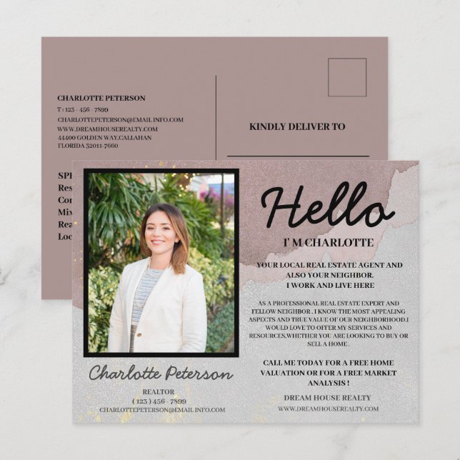 Anpassningsbar Foto för ditt grannskap Modern Real Vykort (Fram/baksida)