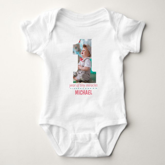 anpassningsbar-FOTO FÖR FÖRSTA BIRTHDADAGEN-BARNKL T Shirt (Framsida)