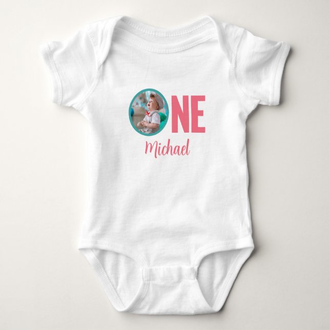 anpassningsbar-FOTO FÖR FÖRSTA BIRTHDADAGEN-BARNKL T Shirt (Framsida)