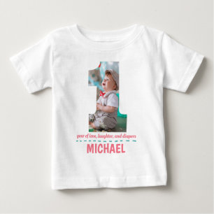 anpassningsbar-FOTO FÖR FÖRSTA BIRTHDADAGEN-BARNKL T Shirt