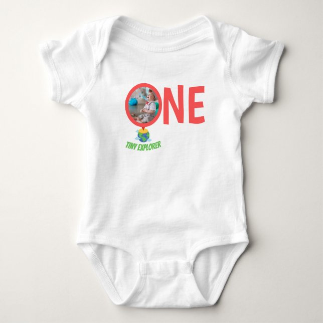 anpassningsbar-FOTO FÖR FÖRSTA BIRTHDADAGEN-BARNKL T Shirt (Framsida)