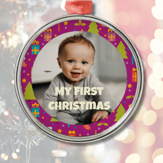 Anpassningsbar Foto Första julklapp för dotter Julgransprydnad Metall