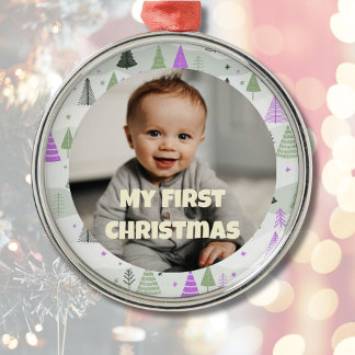 Anpassningsbar Foto Första julklapp för dotter Julgransprydnad Metall