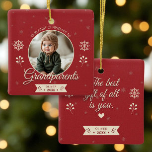 Anpassningsbar Foto Grandparent First jul Julgransprydnad Keramik