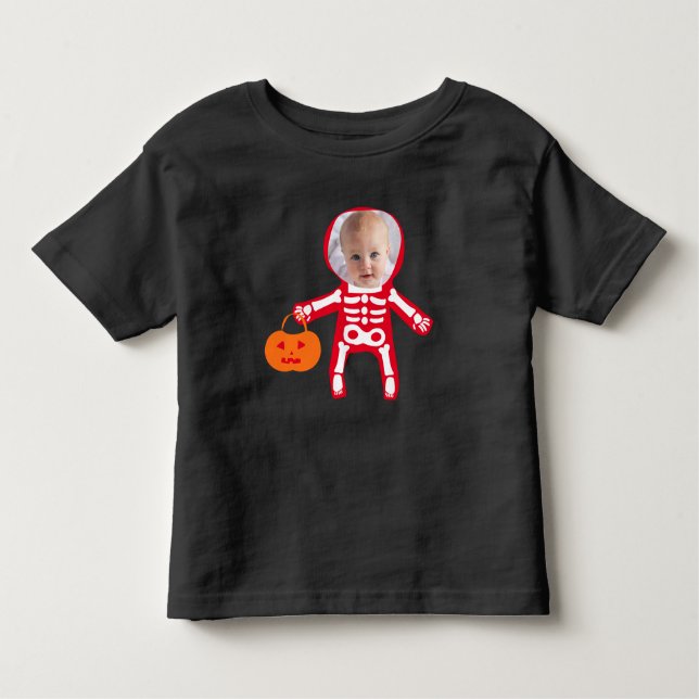 Anpassningsbar-foto Halloween-skelett bus eller go T Shirt (Framsida)