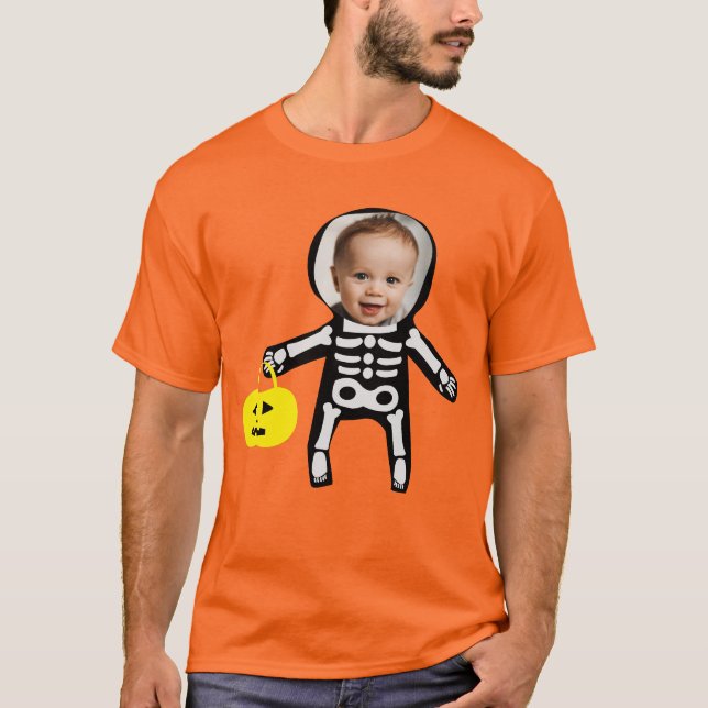 Anpassningsbar-foto Halloween-skelett bus eller go T Shirt (Framsida)