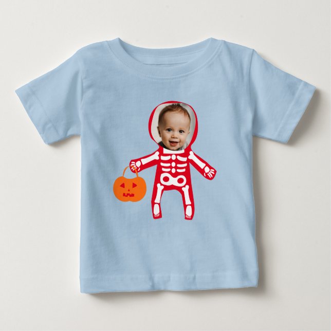 Anpassningsbar-foto Halloween-skelett bus eller go T Shirt (Framsida)