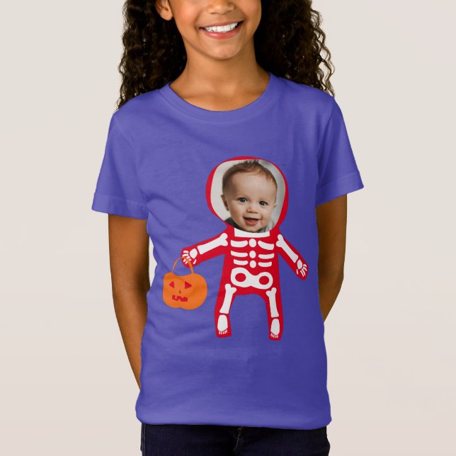 Anpassningsbar-foto Halloween-skelett bus eller go T Shirt (Framsida)