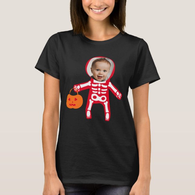 Anpassningsbar-foto Halloween-skelett bus eller go T Shirt (Framsida)
