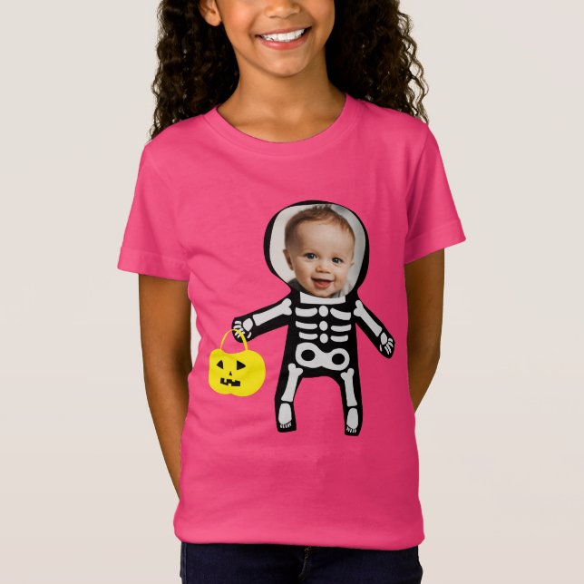 Anpassningsbar-foto Halloween-skelett bus eller go T Shirt (Framsida)