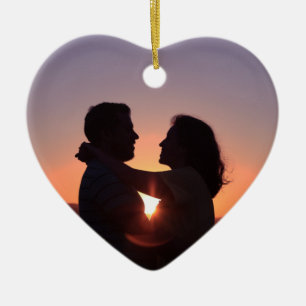 Anpassningsbar Foto Hjärtformade Julgransprydnad Keramik