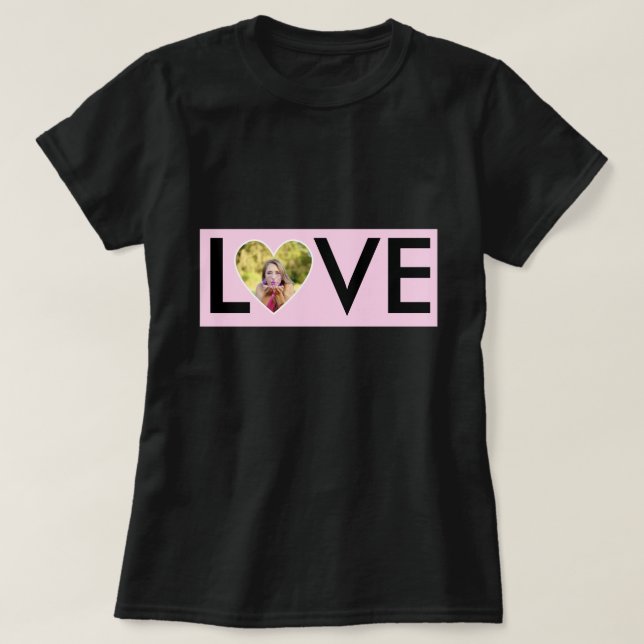 Anpassningsbar Foto i Baby Rosa Heart Ram T Shirt (Design framsida)