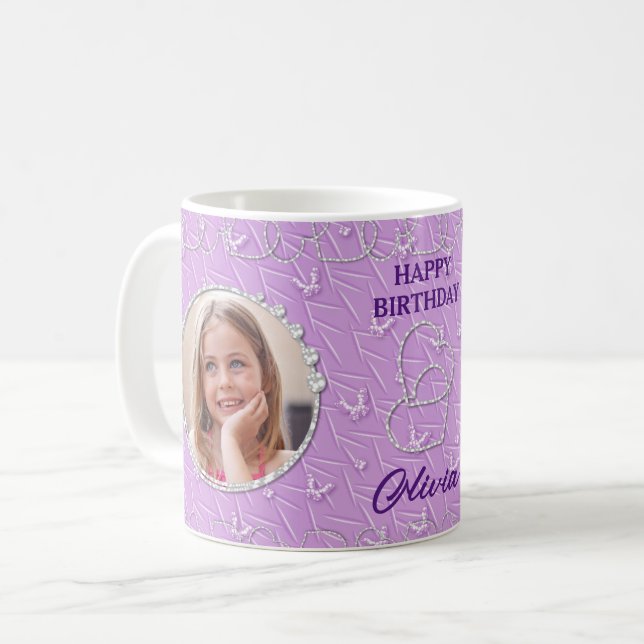 Anpassningsbar Foto Lila - bakgrund Kaffemugg (Framsida vänster)
