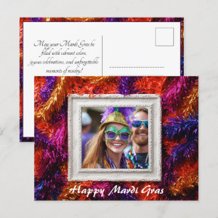 Anpassningsbar foto 💚 💜 Mardi Gras Magic Vykort