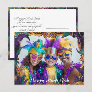 Anpassningsbar foto 💚 💜 Mardi Gras Magic Vykort