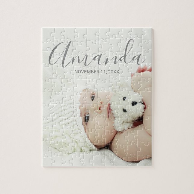 Anpassningsbar Foto med eget namn och egen text Pussel (Vertikal)