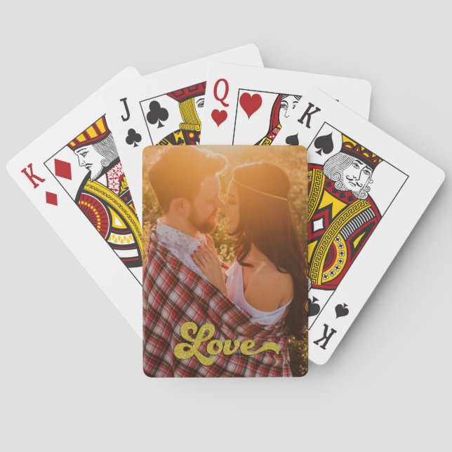 Anpassningsbar Foto med Guld Kärlek Casinokort (Baksidan)