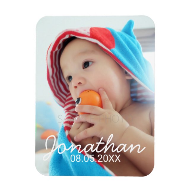 Anpassningsbar Foto med Namn och datum Magnet (Vertikal)