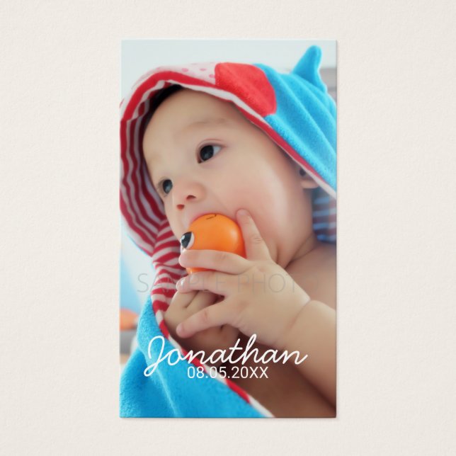 Anpassningsbar Foto med Namn och datum Visitkort (Framsidan)