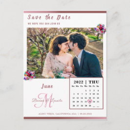 Anpassningsbar Foto Metallic Coral Calendar Spara Vykort