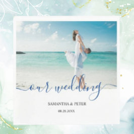 Anpassningsbar Foto Modern Beach Wedding Guest Bok Pappersservett