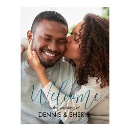 Anpassningsbar Foto Modern Bröllop-signering blått