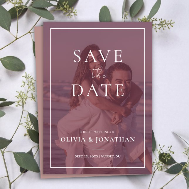 anpassningsbar Foto Modern Dusty Rosa Spara datum Inbjudningar (custom Photo Modern Dusty Pink Save the Date Invitation)