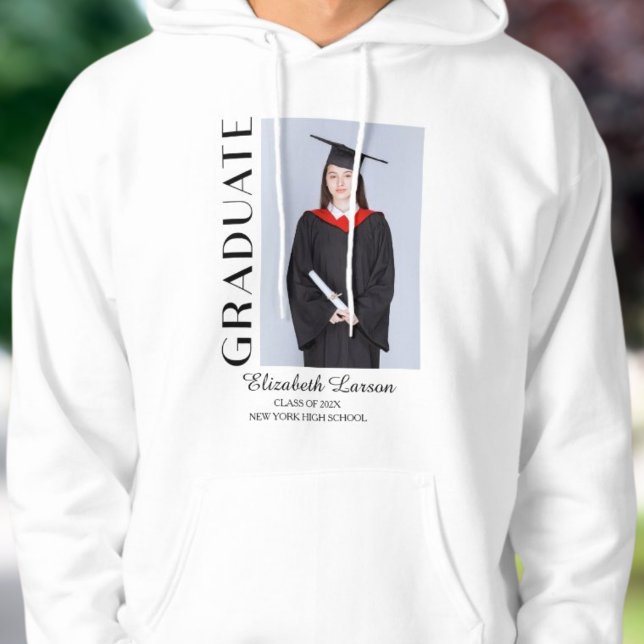 Anpassningsbar Foto Modern Elegant Senior Studente Hoodie (Skapare uppladdad)