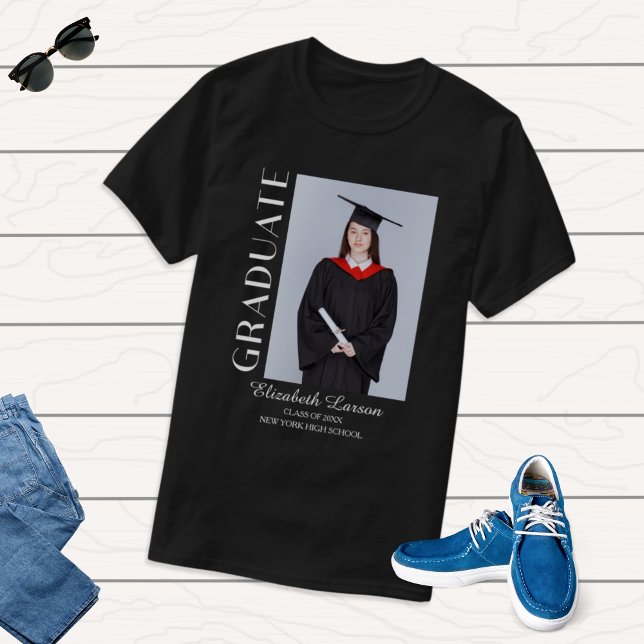 Anpassningsbar Foto Modern Elegant Senior Studente T Shirt (Skapare uppladdad)