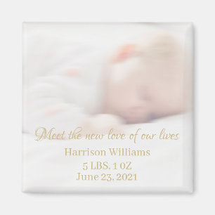 Anpassningsbar foto namn Baby Birth Notice Magnet
