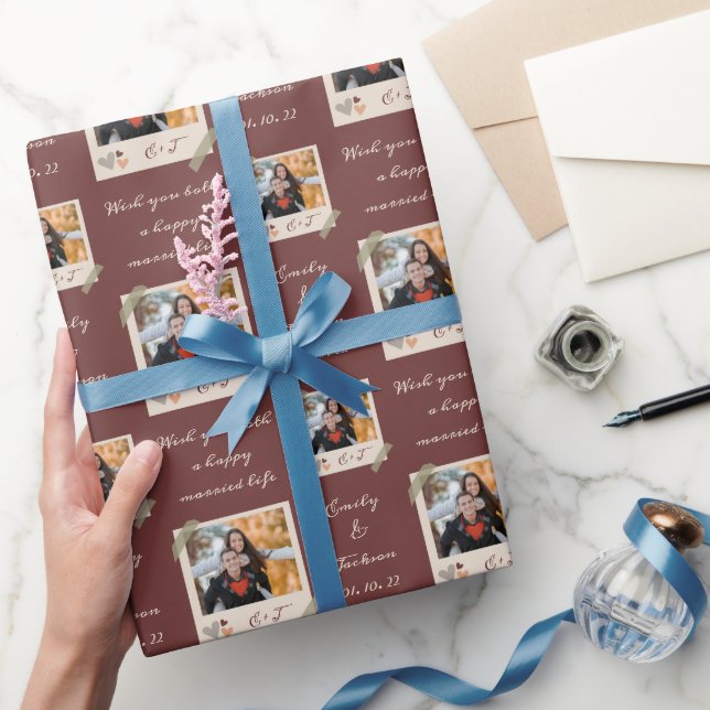 Anpassningsbar Foto/Namn/datumbricka och groom Brö Presentpapper (Gifting)