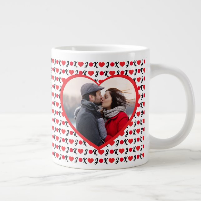 Anpassningsbar Foto Namn Initialer Alla hjärtans d Jumbo Mugg (Höger)