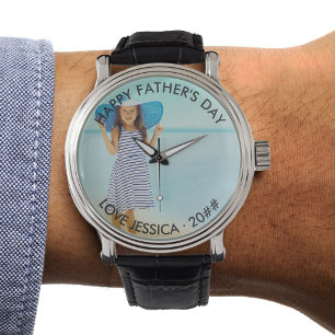 Anpassningsbar Foto och Hälsning Fars dag Armbandsur